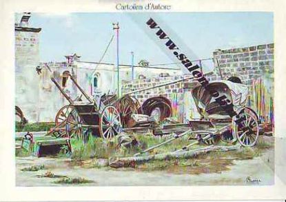 Immagine di CARTOLINA 12 X 17 QUADRO - CARRETTI IN ABBANDONO A LEUCA PICCOLA