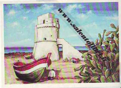 Immagine di CARTOLINA 11 X 16 QUADRO G. SCANDEREBECH - RACALE: BARCONI A TORRE SUDA